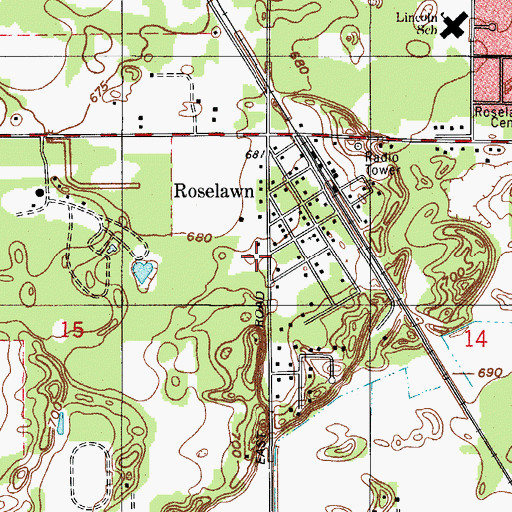Topographic Map of Lincoln Elementary School, IN
