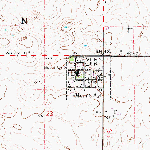 Topographic Map of Mount Ayr Junior High School, IN