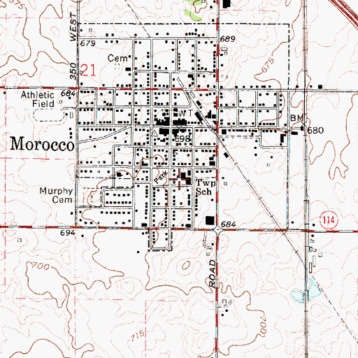 Topographic Map of Morocco Elementary School, IN