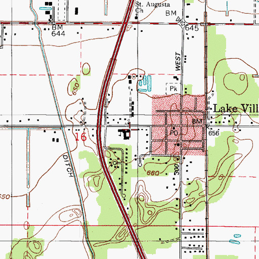 Topographic Map of Lake Village Elementary School, IN