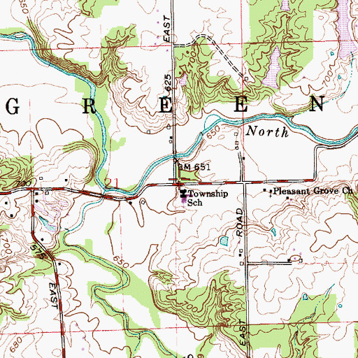 Topographic Map of Green Township Elementary School, IN