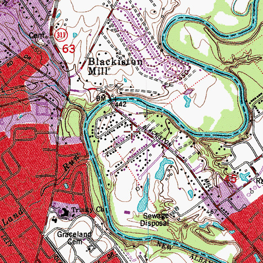 Topographic Map of Blackiston Village, IN