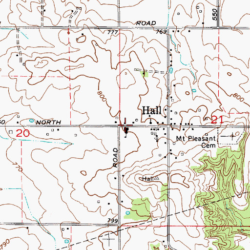 Topographic Map of Hall Elementary School, IN