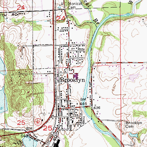 Topographic Map of Brooklyn Elementary School, IN