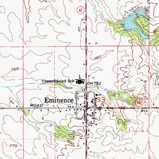 Topographic Map of Eminence Consolidated School, IN