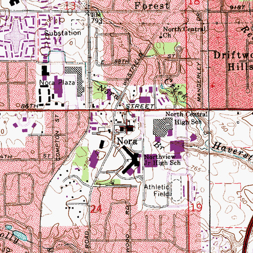 Topographic Map of Hilltop Elementary School, IN