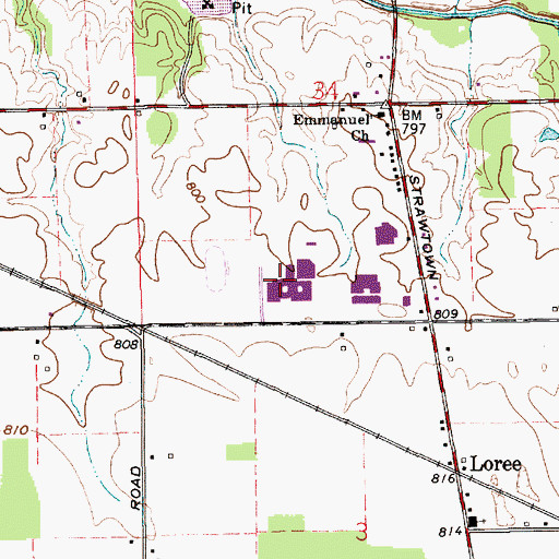 Topographic Map of Maconaquah High School, IN