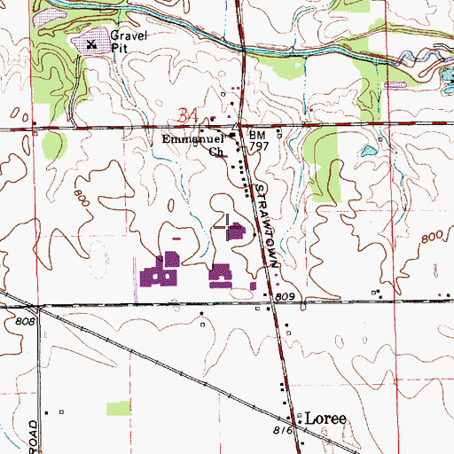 Topographic Map of Maconaquah Elementary School, IN