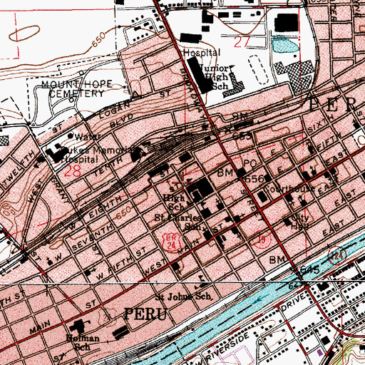 Topographic Map of Central Elementary School, IN