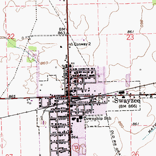 Topographic Map of Swayzee Elementary School, IN