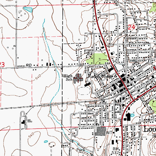 Topographic Map of Loogootee High School, IN