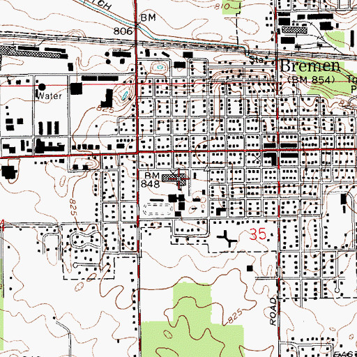 Topographic Map of Bremen Elementary/Middle School, IN