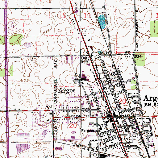 Topographic Map of Argos Community Elementary School, IN