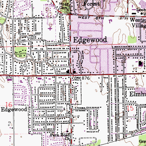 Topographic Map of Edgewood Elementary School, IN