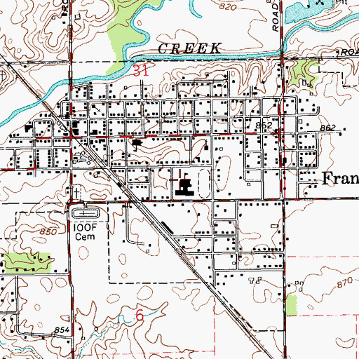 Topographic Map of Frankton High School, IN