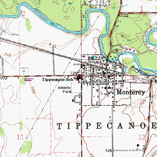 Topographic Map of Monterey Elementary School, IN