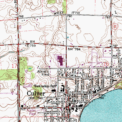 Topographic Map of Culver Community Junior-Senior High School, IN