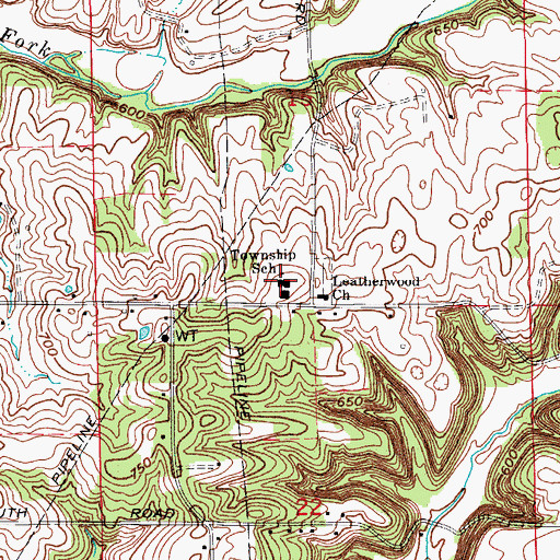 Topographic Map of Shawswick Elementary and Junior High School, IN