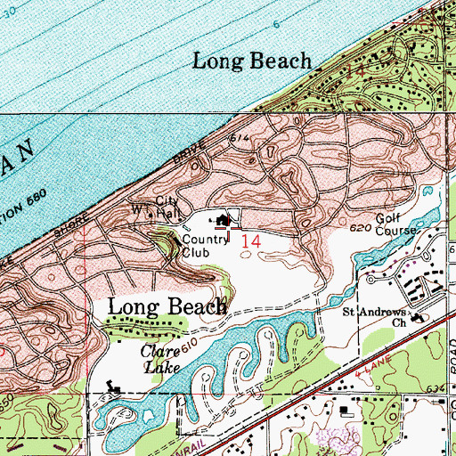 Topographic Map of Long Beach Elementary School, IN