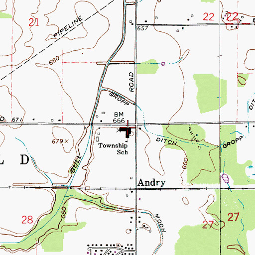 Topographic Map of Springfield Elementary School, IN