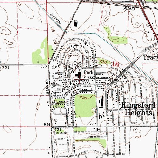 Topographic Map of Kingsford Heights Elementary School, IN