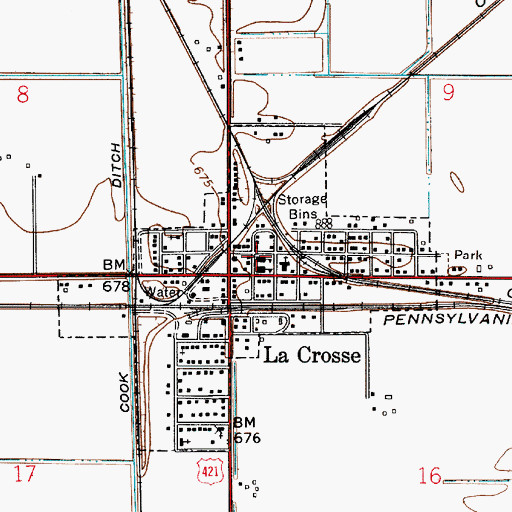 Topographic Map of La Crosse Elementary and High School, IN