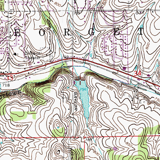 Topographic Map of Georgetown Reservoir Dam, IN