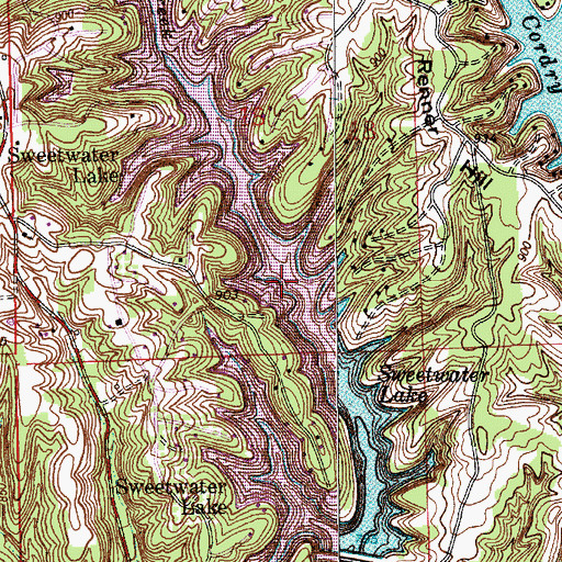 Topographic Map of Sweetwater Lake, IN