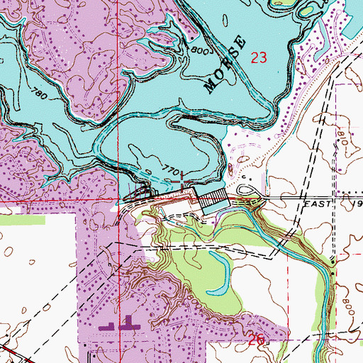 Topographic Map of Morse Reservoir Dam, IN