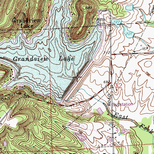 Topographic Map of Grandview Dam, IN