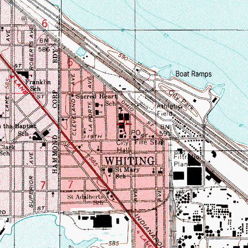 Topographic Map of Whiting Junior-Senior High School, IN