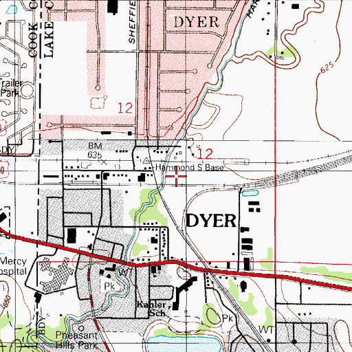 Topographic Map of Kahler Middle School, IN