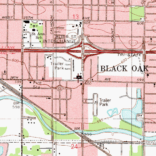 Topographic Map of Black Oak Elementary School, IN