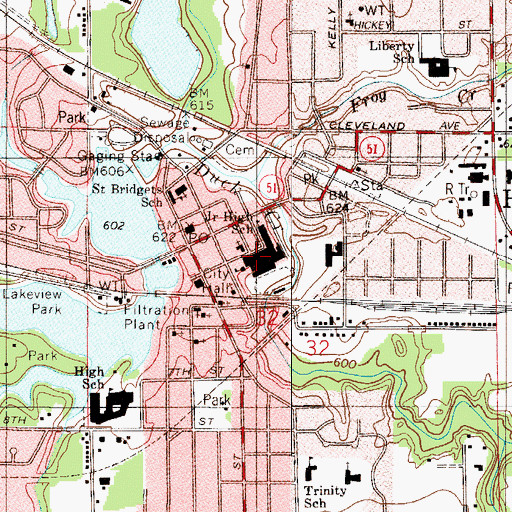 Topographic Map of Hobart Middle School, IN