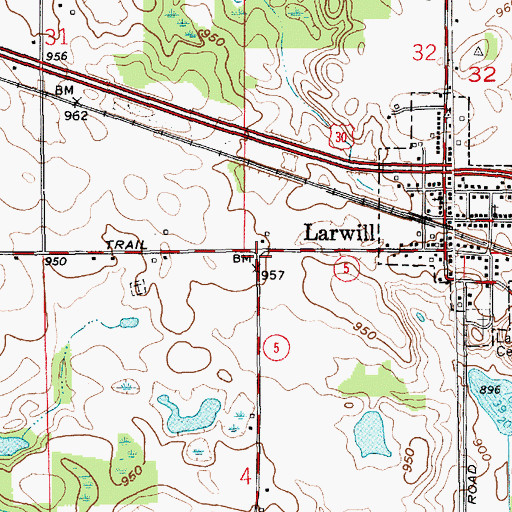 Topographic Map of Whitko Middle School, IN