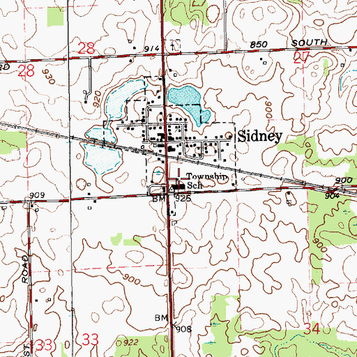 Topographic Map of Sidney Elementary School, IN