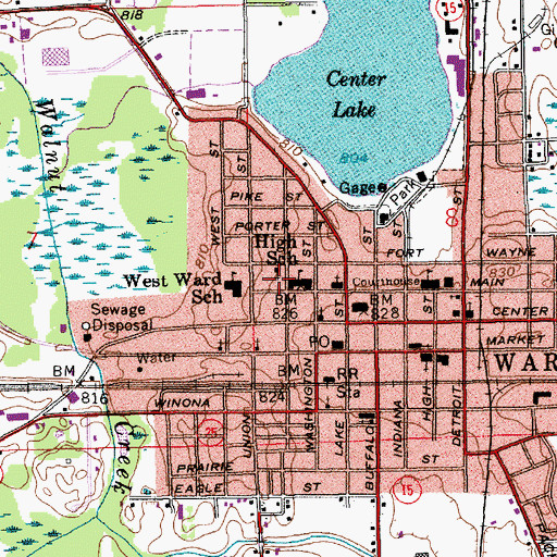 Topographic Map of Warsaw High School, IN