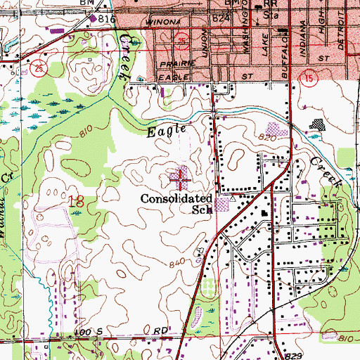 Topographic Map of Warsaw Middle School, IN