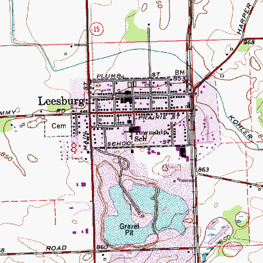 Topographic Map of Leesburg Elementary School, IN