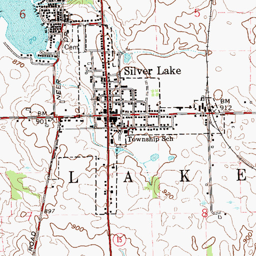 Topographic Map of Silver Lake Elementary School, IN