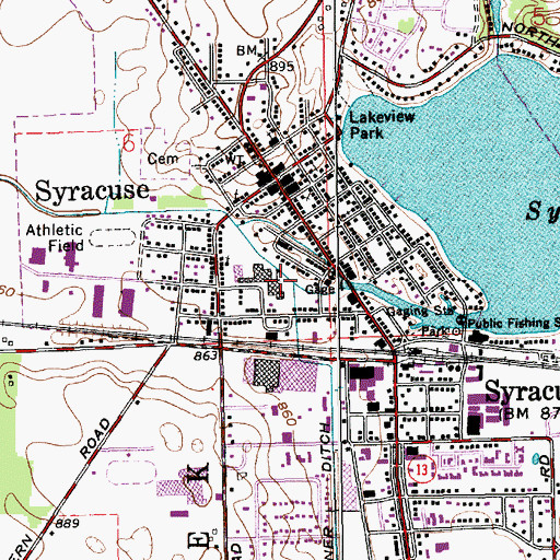 Topographic Map of Syracuse Elementary School, IN
