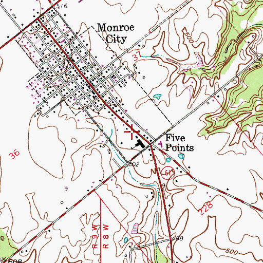 Topographic Map of South Knox Elementary School, IN