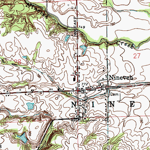 Topographic Map of Ninevah Elementary School, IN
