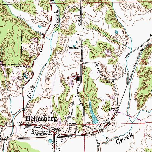 Topographic Map of Helmsburg Elementary School, IN