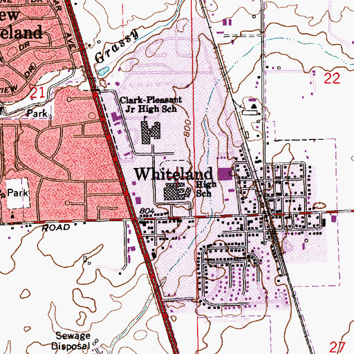Topographic Map of Whiteland Community High School, IN