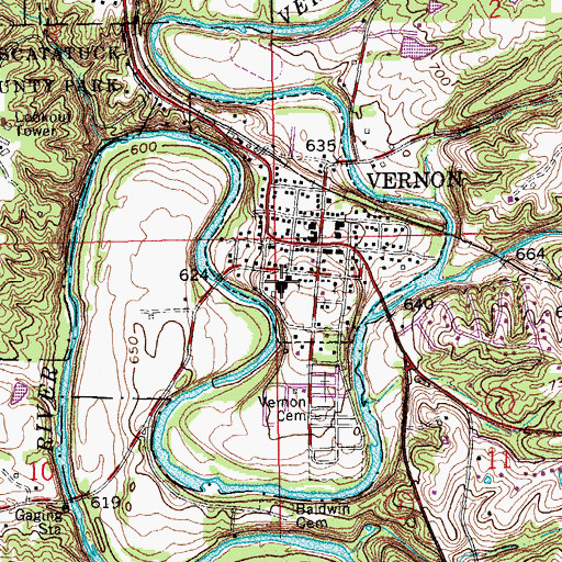 Topographic Map of Vernon Elementary School, IN