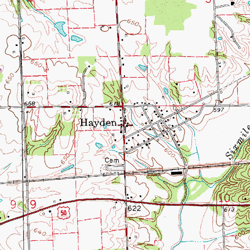 Topographic Map of Hayden Elementary School, IN