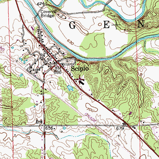 Topographic Map of Scipio Elementary School, IN