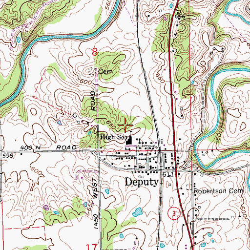 Topographic Map of Deputy Elementary School, IN