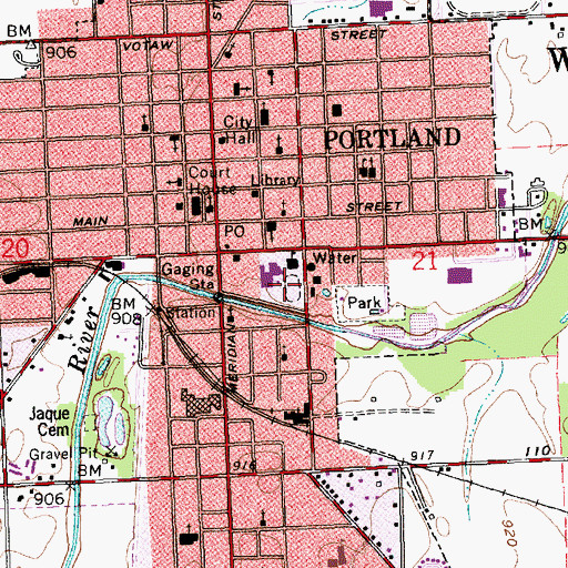 Topographic Map of Jay County High School, IN